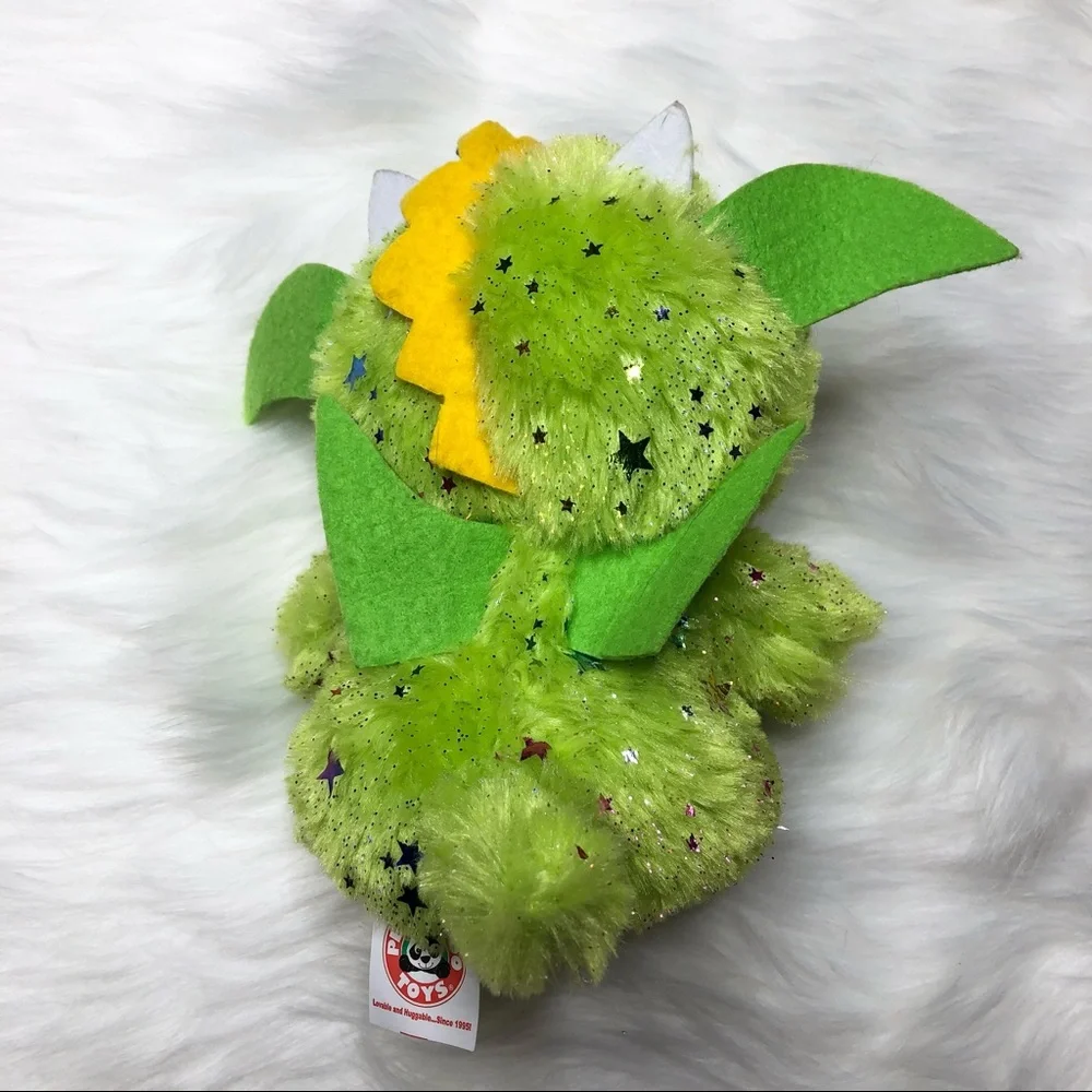3/$20 PEEK-A-BOO TOYS Metallic Multicolored Star Dragon Plush Green EUC